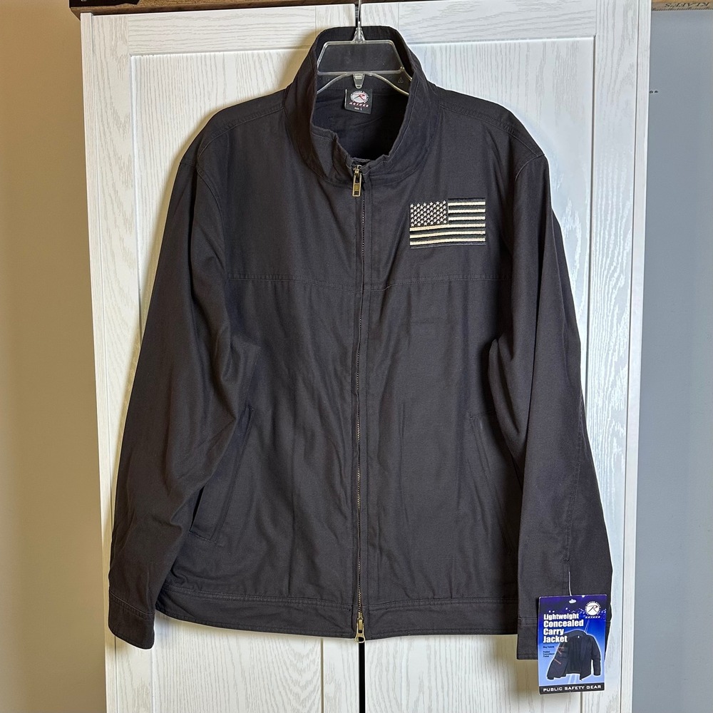 Rothco Mens Lightweight Concealed Carry Jacket Black‎ US Flag Size Large NWT
